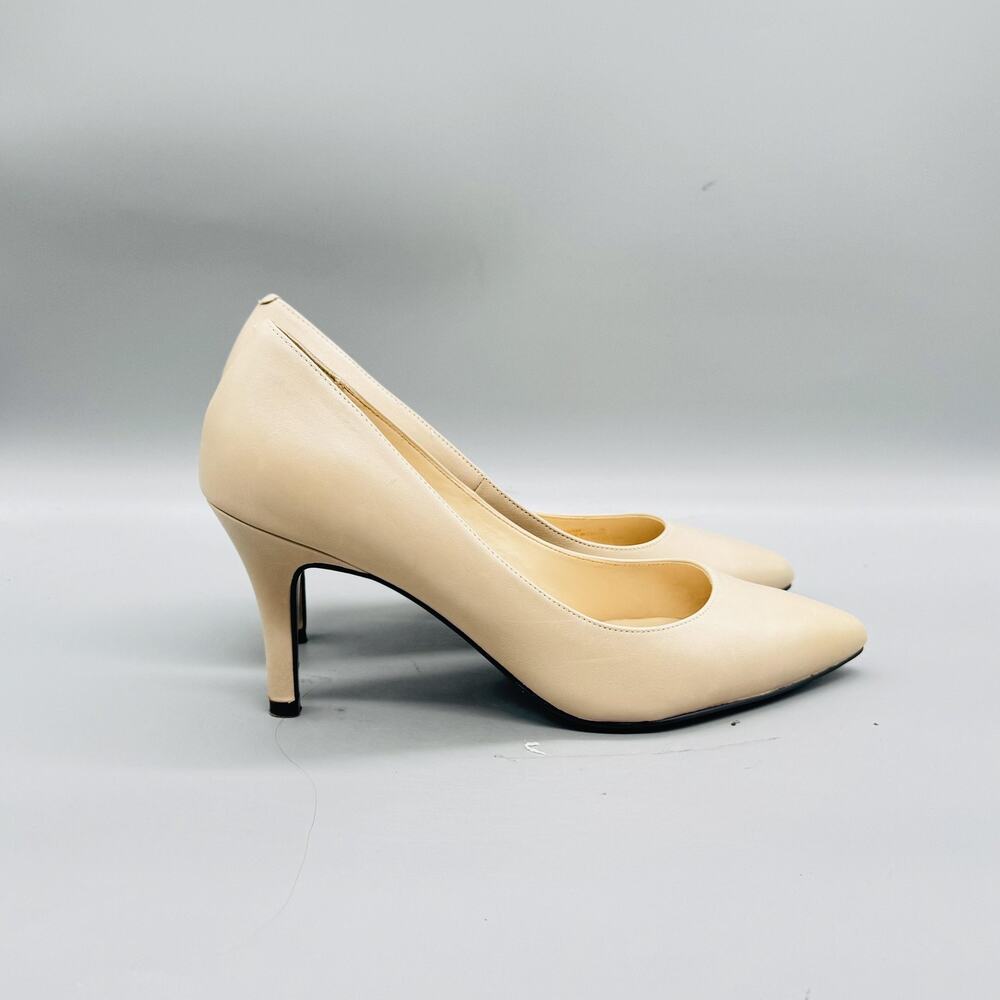 Cole Haan Shoes Womens 8 Beige Leather Grand OS Pumps Pointed Toe Heels Dress